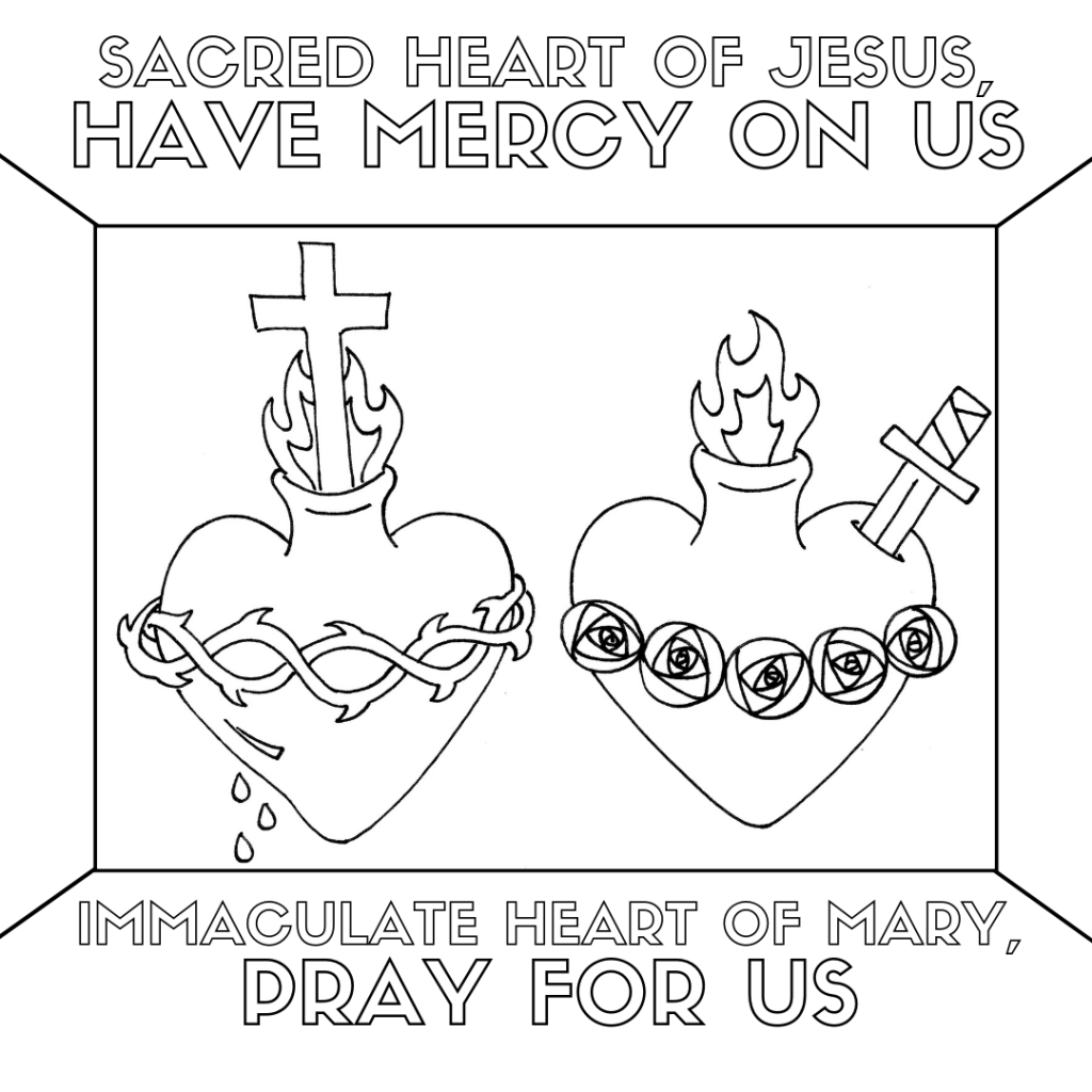 Sacred Heart & Immaculate Heart coloring page – Paschal Disciple Co.
